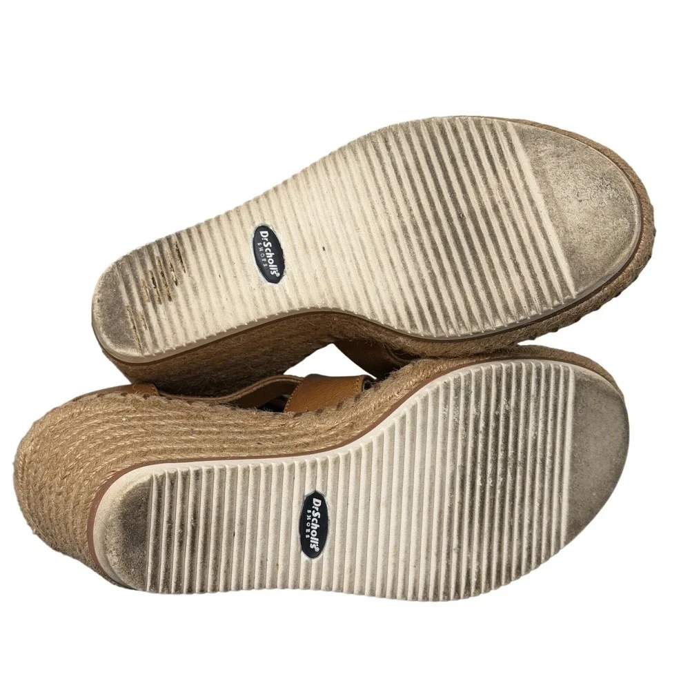 Dr. Scholl's Wedge Sandals Womens 6 Sunray Brown Leopard Espadrille EUC